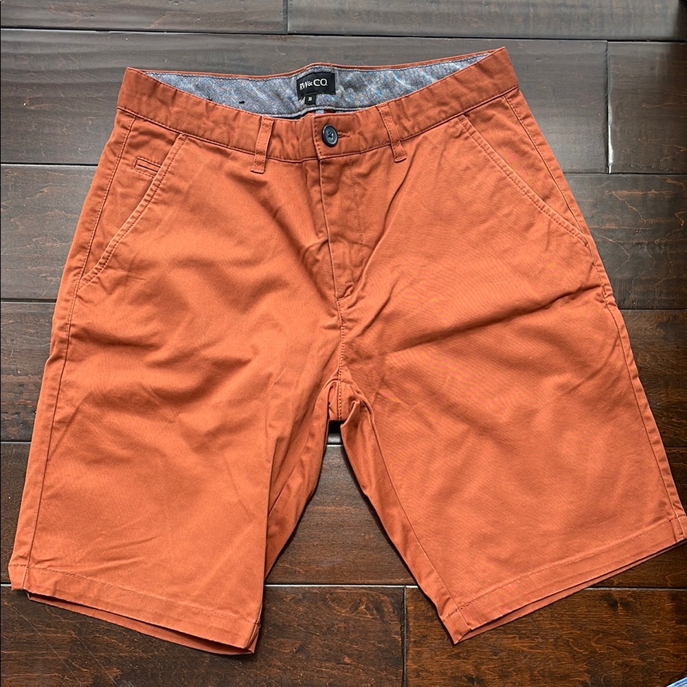RW&CO. Orange Flat Front Shorts Casual Cotton Twill